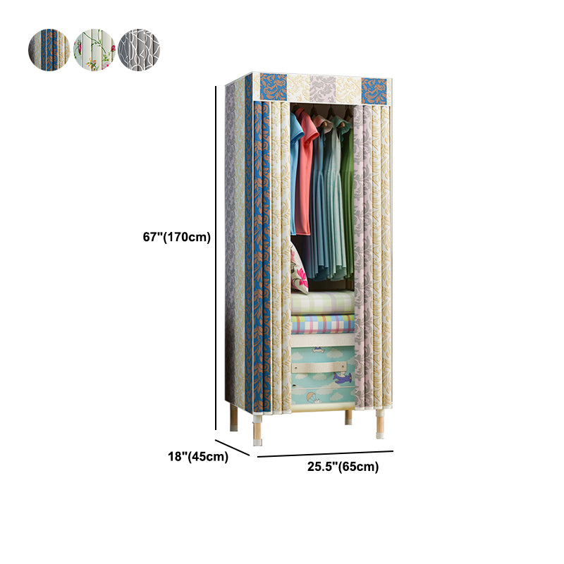Modern Style Wardrobe Metal 1-Door Wardrobe Closet with Legs