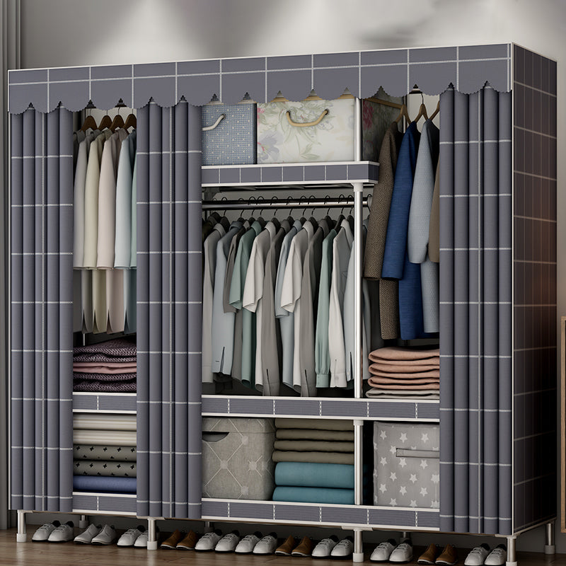 Modern Style Bedroom Wardrobe Metal Wardrobe Closet with Shelves