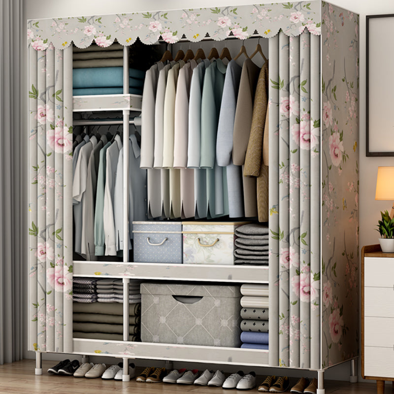 Modern Style Bedroom Wardrobe Metal Wardrobe Closet with Shelves