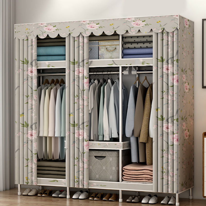 Modern Style Bedroom Wardrobe Metal Wardrobe Closet with Shelves