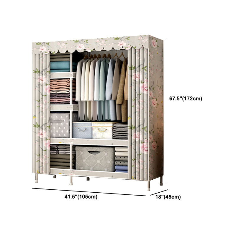 Modern Style Bedroom Wardrobe Metal Wardrobe Closet with Shelves
