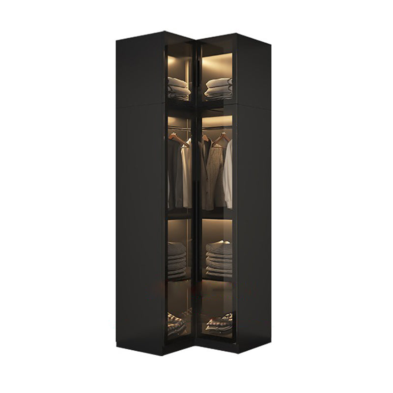 Modern Style Wardrobe Black Colour Glass Wardrobe Closet for Bedroom
