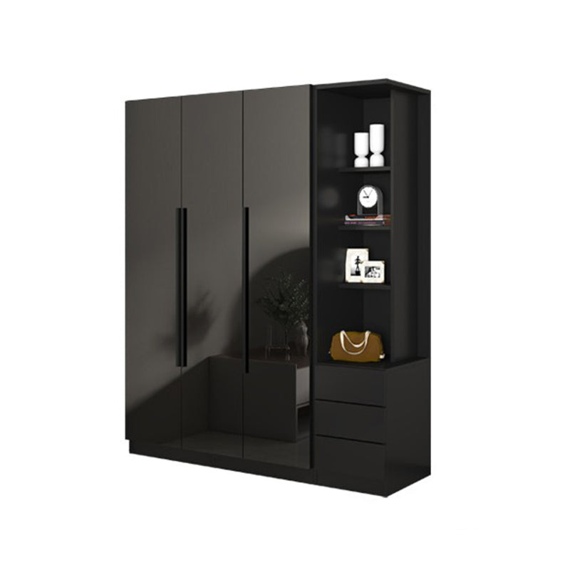 Modern Style Wardrobe Black Colour Glass Wardrobe Closet for Bedroom
