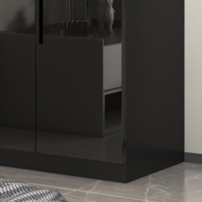 Modern Style Wardrobe Black Colour Glass Wardrobe Closet for Bedroom