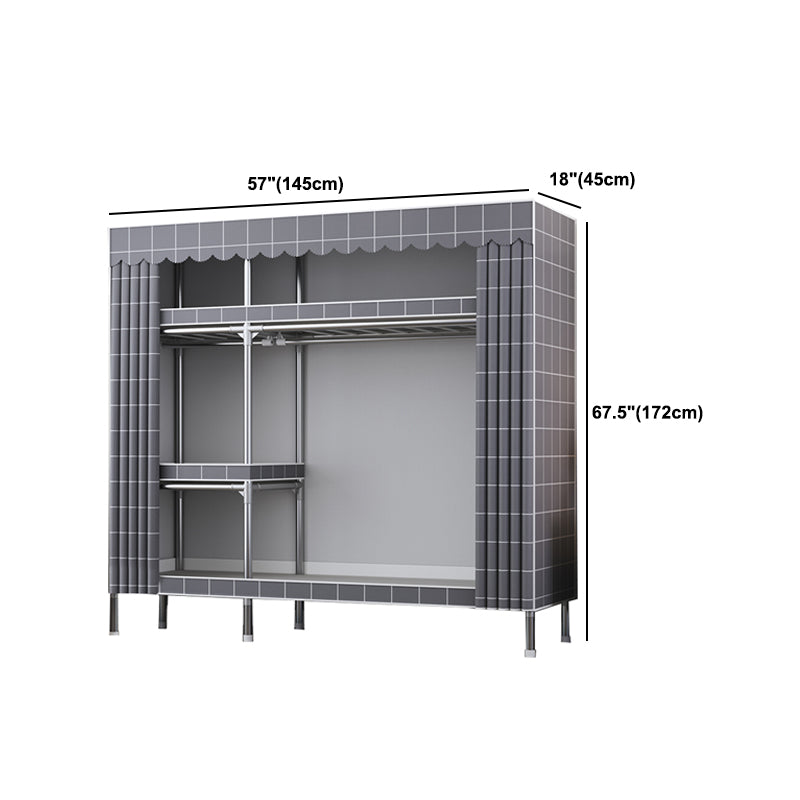 Modern Style Metal Wardrobe Bedroom Wardrobe Closet with Shelves