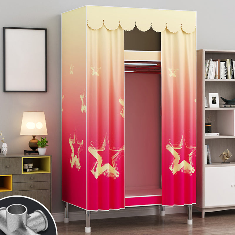 Modern Style Metal Wardrobe 2-Teir Bedroom Wardrobe Closet with Legs