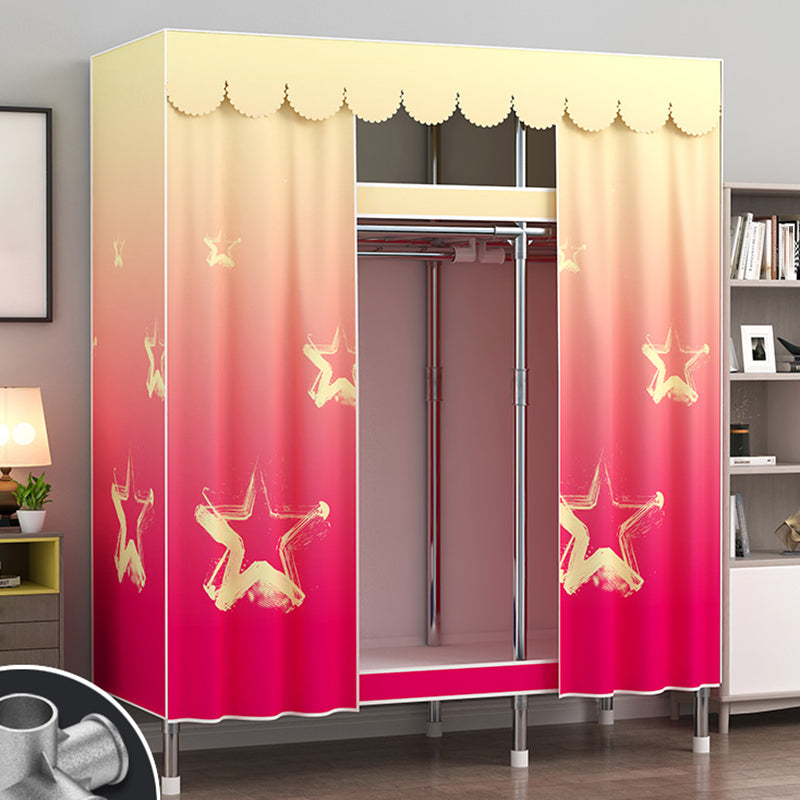 Modern Style Metal Wardrobe 2-Teir Bedroom Wardrobe Closet with Legs