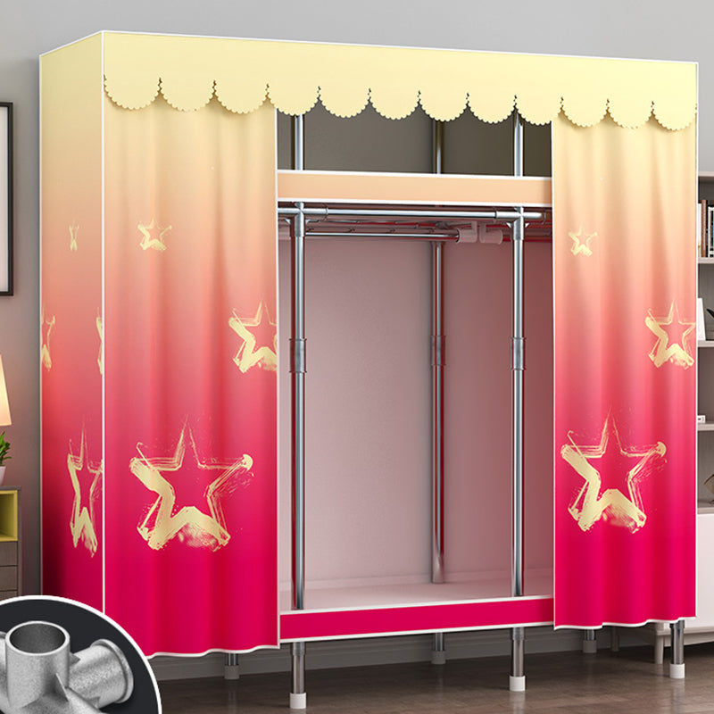 Modern Style Metal Wardrobe 2-Teir Bedroom Wardrobe Closet with Legs