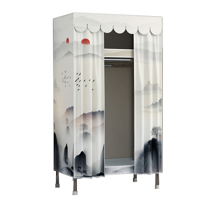 Modern Style Metal Wardrobe 2-Teir Bedroom Wardrobe Closet with Legs