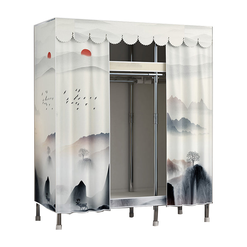 Modern Style Metal Wardrobe 2-Teir Bedroom Wardrobe Closet with Legs