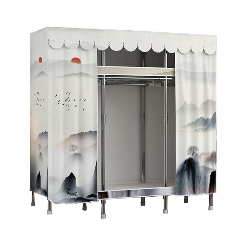 Modern Style Metal Wardrobe 2-Teir Bedroom Wardrobe Closet with Legs