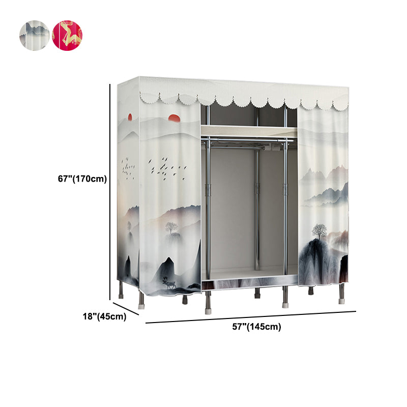 Modern Style Metal Wardrobe 2-Teir Bedroom Wardrobe Closet with Legs