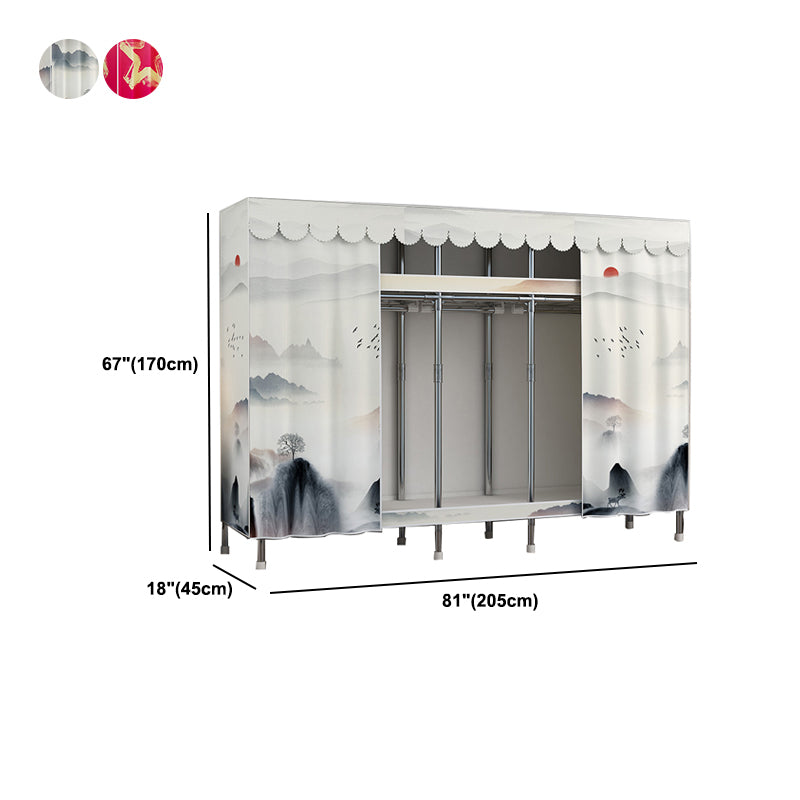 Modern Style Metal Wardrobe 2-Teir Bedroom Wardrobe Closet with Legs