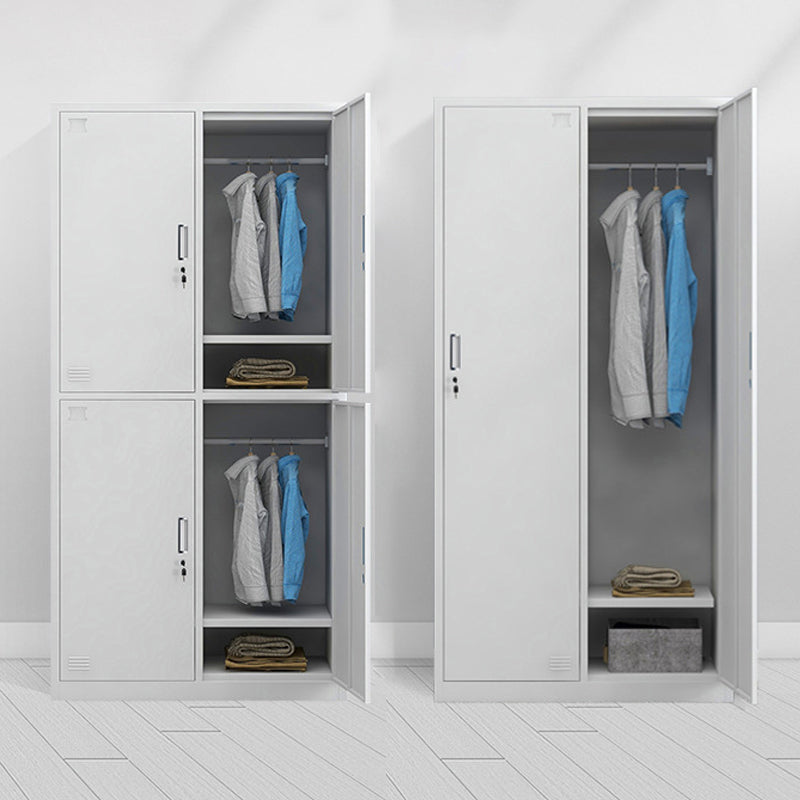 Modern Style Wardrobe White Metal Wardrobe Closet with Locks
