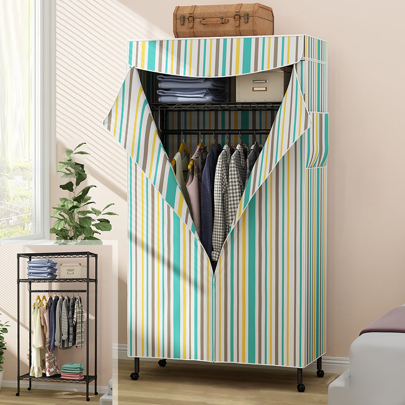 Modern Style Wardrobe Metal 2-Teir Adjustable Shelves Wardrobe Closet