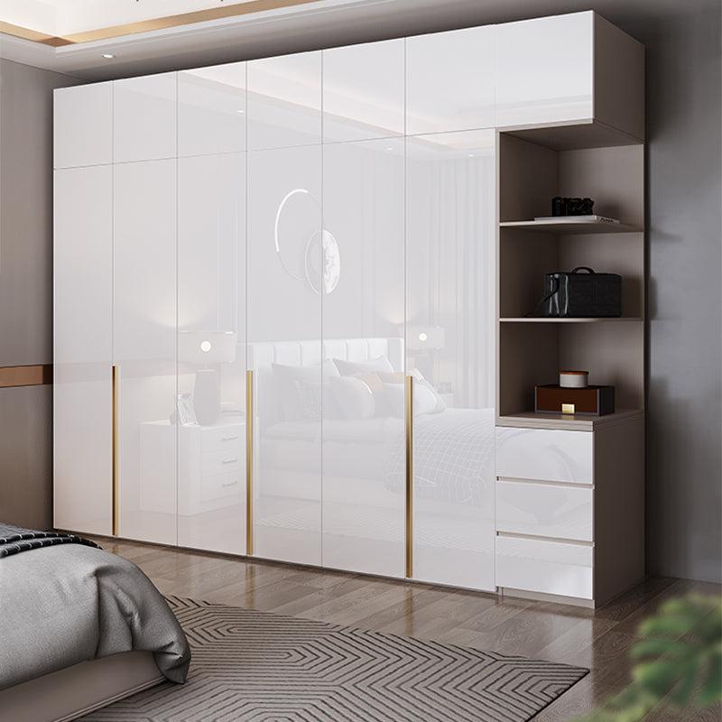 Contemporary Wooden Wardrobe White Colour Soft Close Door Wardrobe Closet