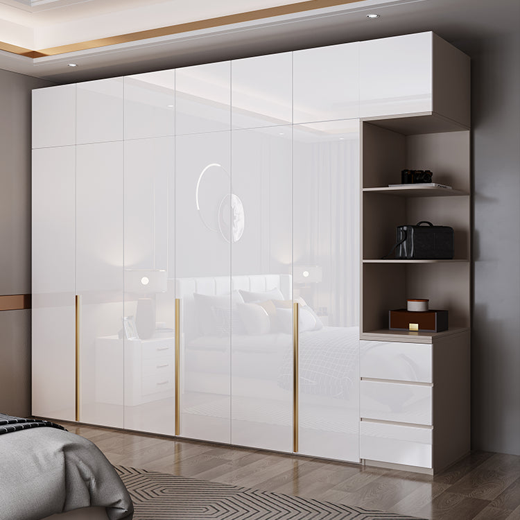 Contemporary Wooden Wardrobe White Colour Soft Close Door Wardrobe Closet