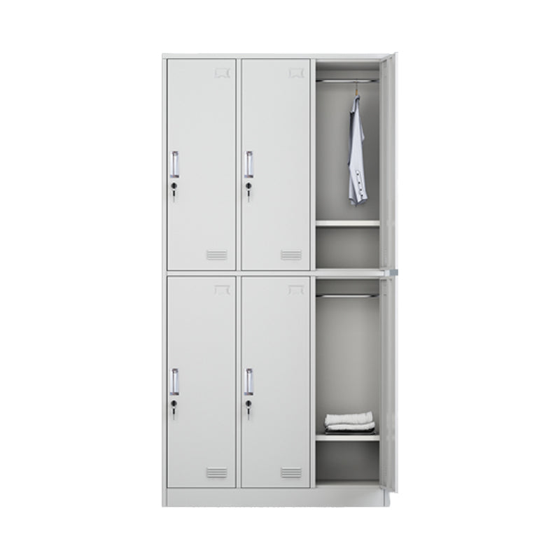Grey Steel Wardrobe Armoire Contemporary Hinged Wardrobe Cabinet