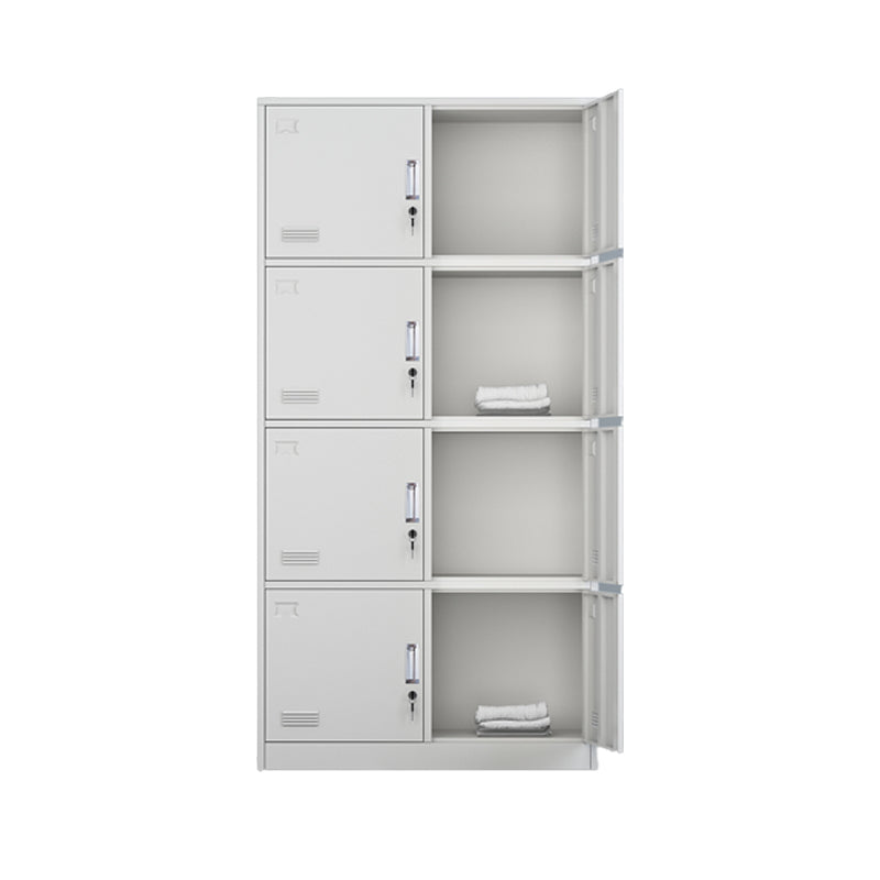 Grey Steel Wardrobe Armoire Contemporary Hinged Wardrobe Cabinet