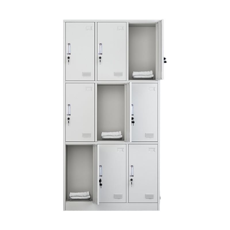 Grey Steel Wardrobe Armoire Contemporary Hinged Wardrobe Cabinet