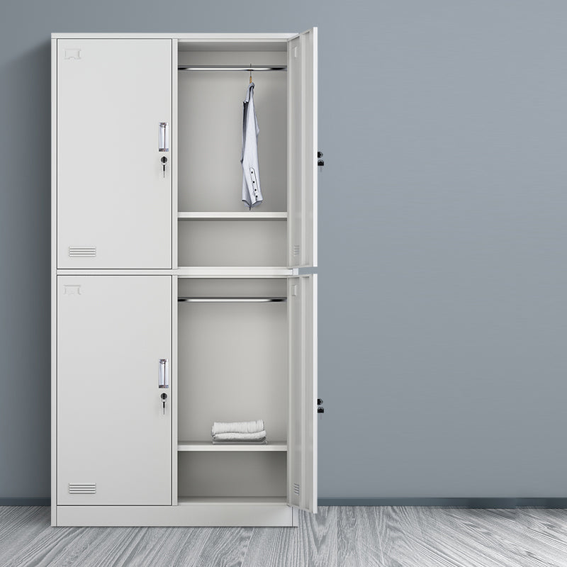 Grey Steel Wardrobe Armoire Contemporary Hinged Wardrobe Cabinet