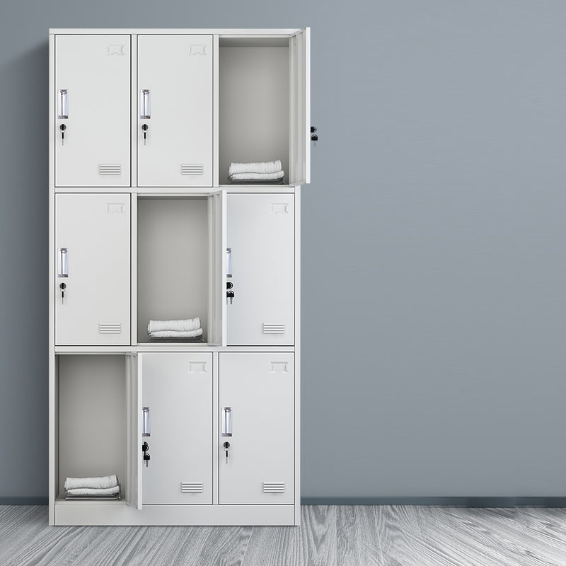 Grey Steel Wardrobe Armoire Contemporary Hinged Wardrobe Cabinet