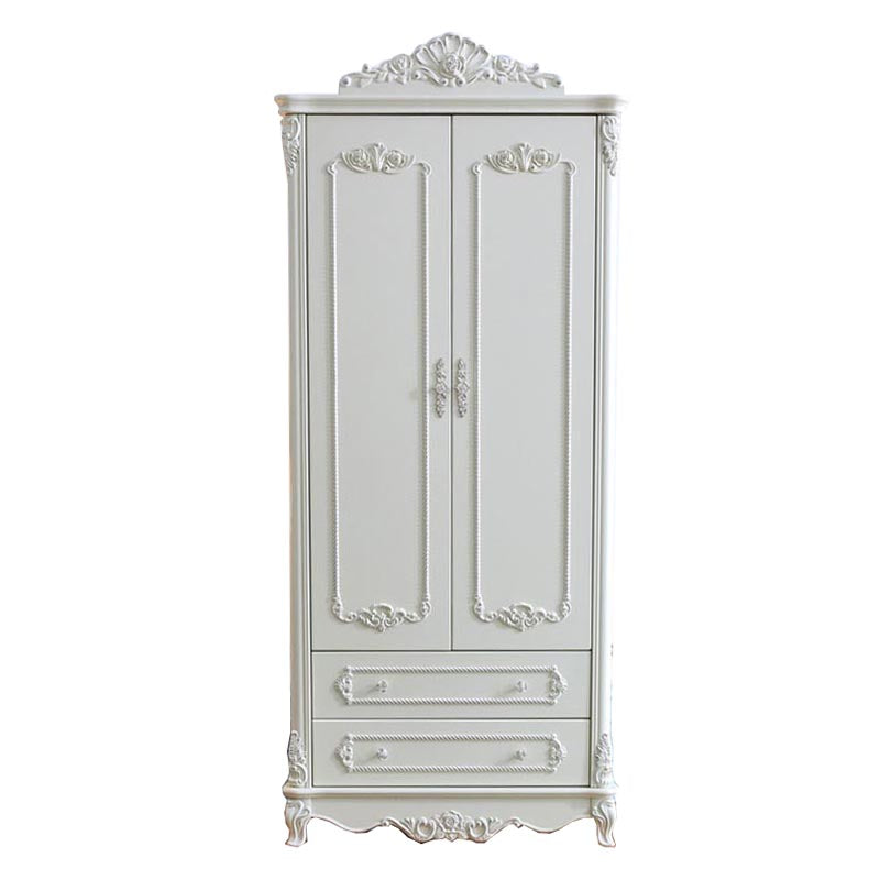 French Country Wardrobe White Colour Solid Wood Wardrobe Closet with Drawers