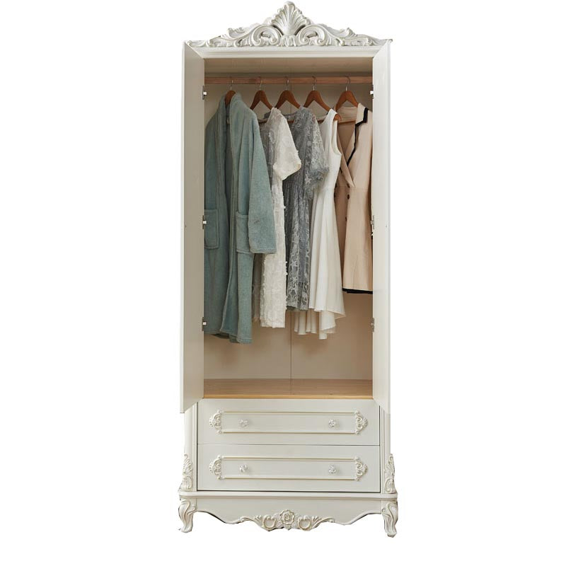 French Country Wardrobe White Colour Solid Wood Wardrobe Closet with Drawers