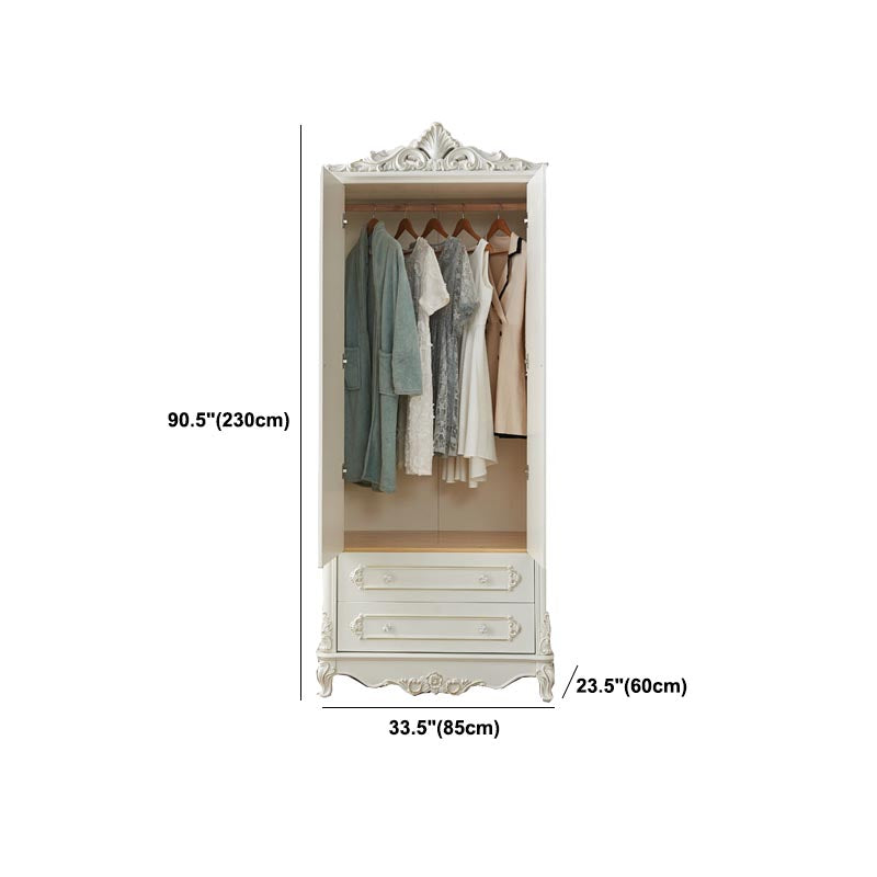 French Country Wardrobe White Colour Solid Wood Wardrobe Closet with Drawers