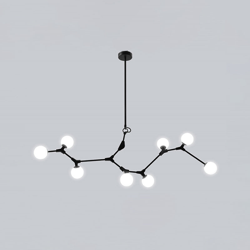 Black Molecular Island Light Modern 8-Bulb White Glass Suspension Light