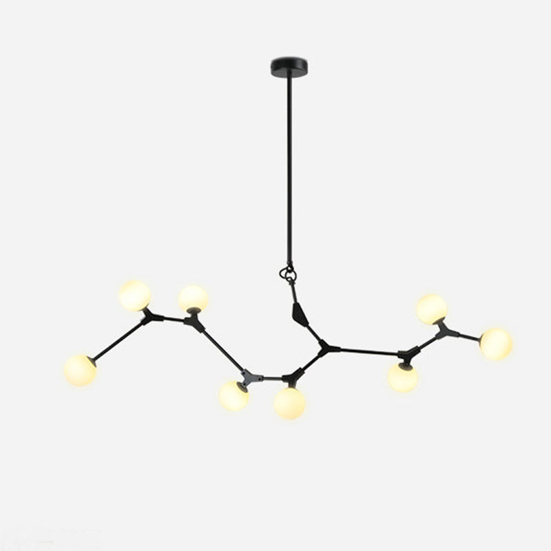 Black Molecular Island Light Modern 8-Bulb White Glass Suspension Light