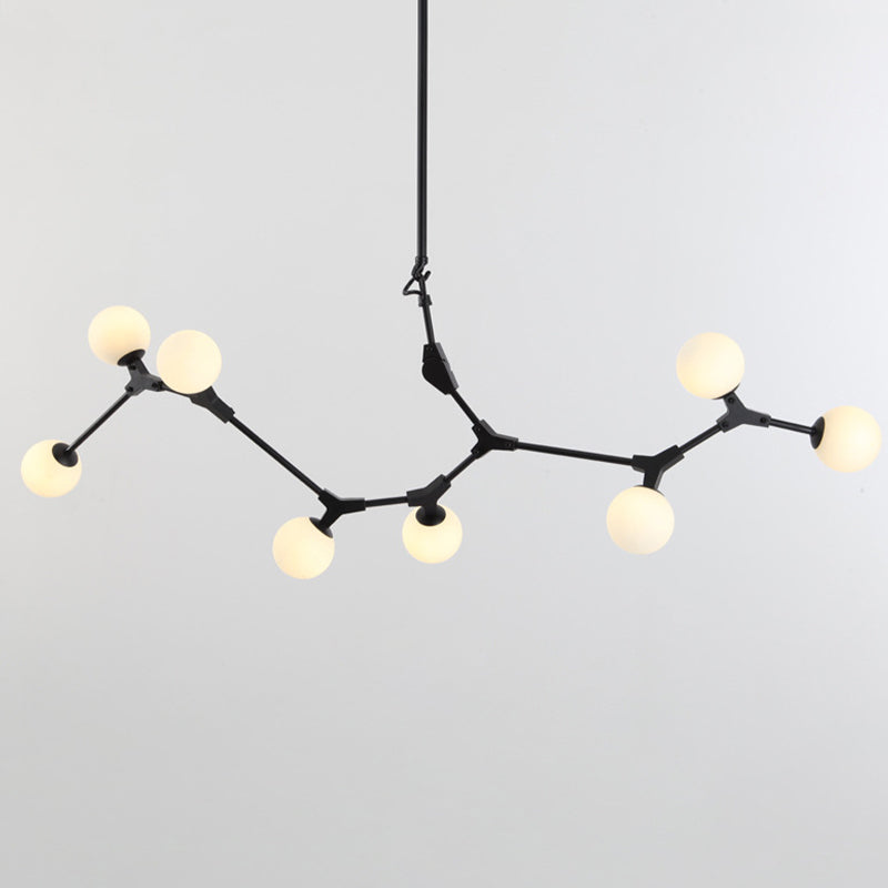 Black Molecular Island Light Modern 8-Bulb White Glass Suspension Light