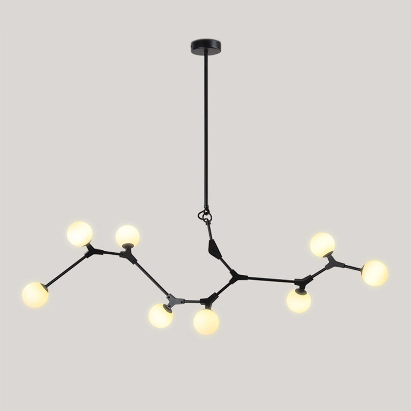 Black Molecular Island Light Modern 8-Bulb White Glass Suspension Light