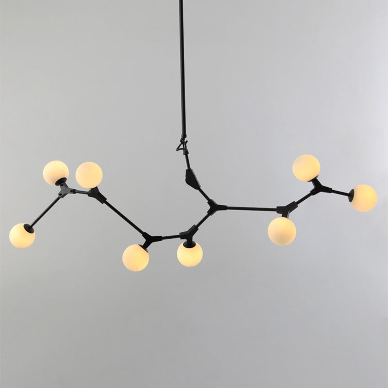 Black Molecular Island Light Modern 8-Bulb White Glass Suspension Light