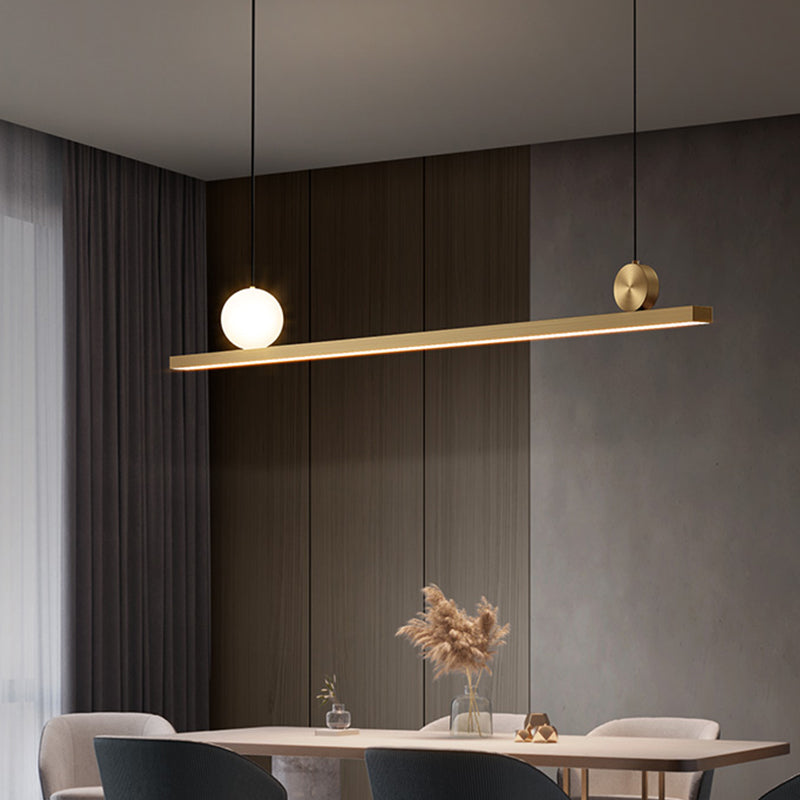 Modern 2-Light Kitchen Pendant Lights Linear Metal Island Light Fixtures