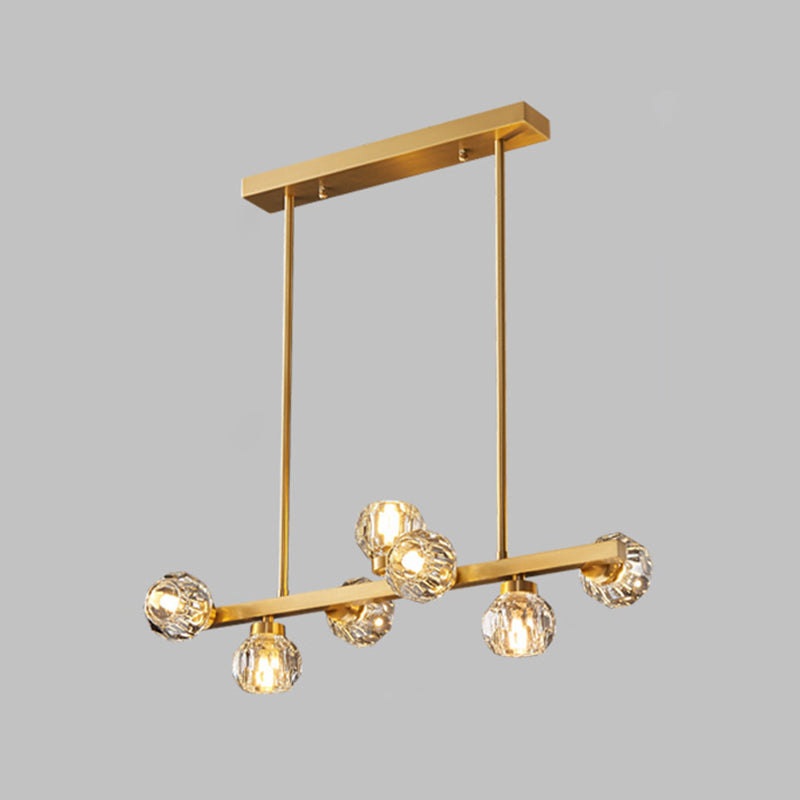 Post-Modern Hanging Light Crystal Island Light Fixture with Shade for Dining Room