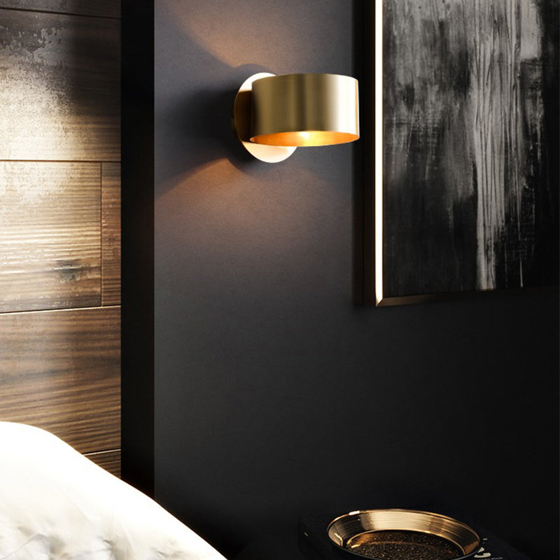 Gold Cylinder Sconce Light Fixtures Modern Style Metal 5 Lights Wall Mount Lamp
