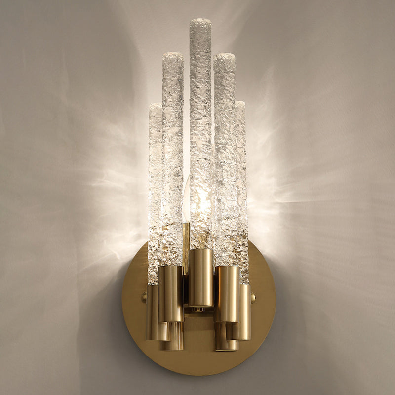 Unique Shade Multi Lights Wall Sconce Modern Style Crystal Wall Mount Light Fixture in Brass