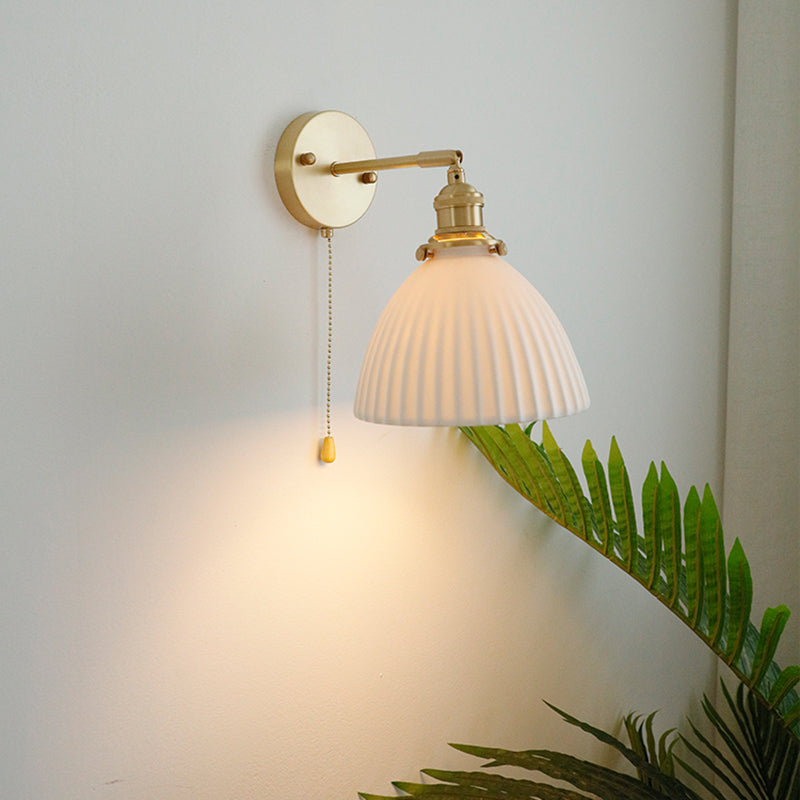 Metal Flared Wall Sconce Lights Modern Style 1 Light Wall Mounted Lamps in White