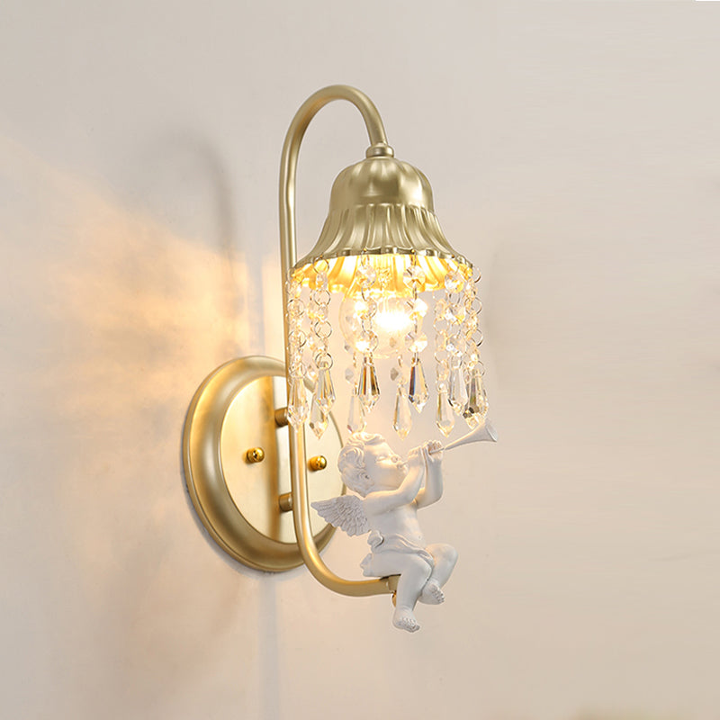 Nordic Style Crystal Wall Sconce Arc Shape Gold Wall Light for Living Room