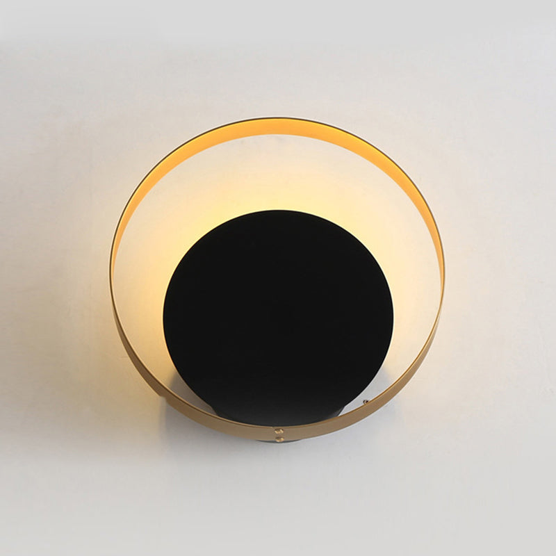 Nordic Style Brass Wall Sconce Black Round Shape Wall Light for Living Room