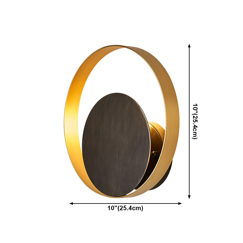 Nordic Style Brass Wall Sconce Black Round Shape Wall Light for Living Room