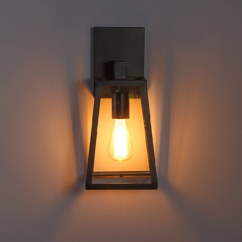 1 Light Geometric Wall Mounted Light Fixture Industrial Glass Wall Lighting Ideas Lights in Black