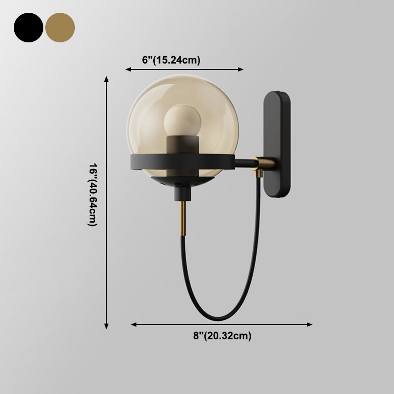 1 Light Ball Wall Mounted Light Fixture Industrial Style Glass Wall Lighting Ideas Lights