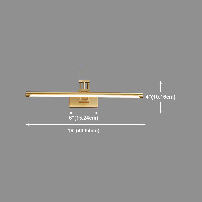 Modern Style Brass Extendable Vanity Light Straight LED Mirror Light in Gold for Bathroom