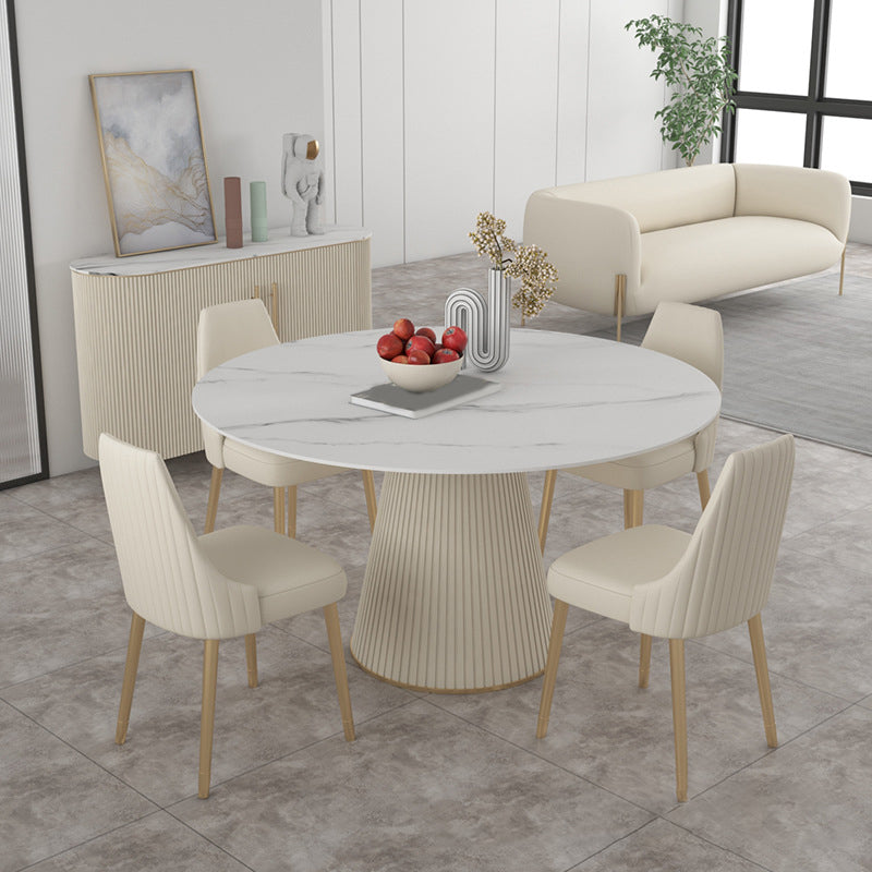 Modern Round Sintered Stone Table Set 1/2/5 Pieces Dining Set