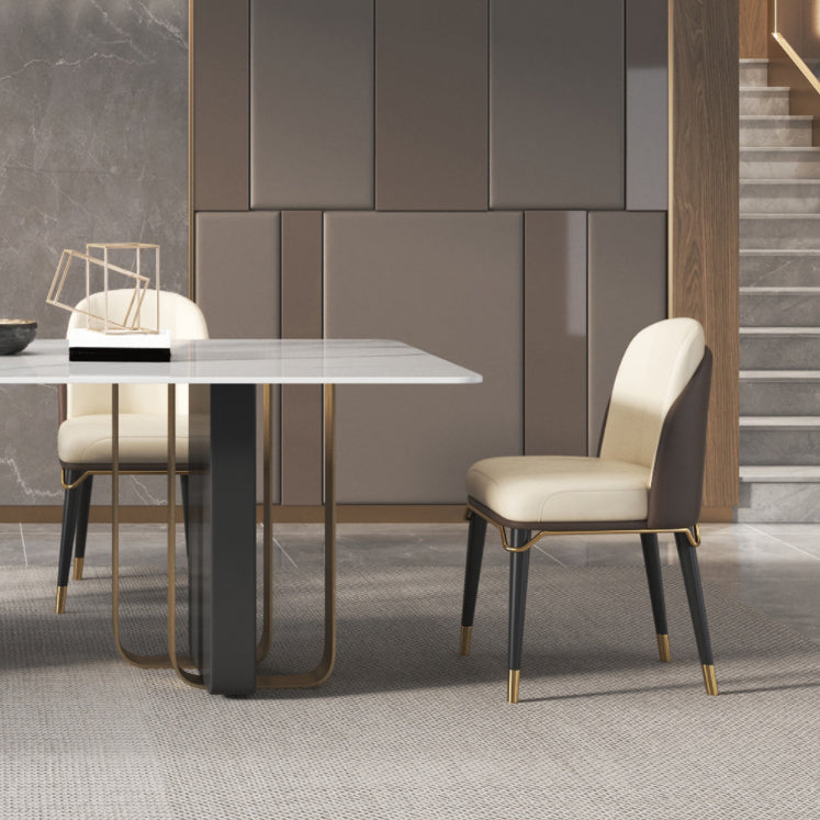 Glam Style Sintered Stone Dining Set Rectangle 1/4/5/6 Pieces Dining Set