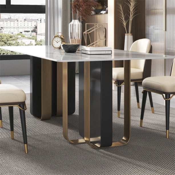 Glam Style Sintered Stone Dining Set Rectangle 1/4/5/6 Pieces Dining Set