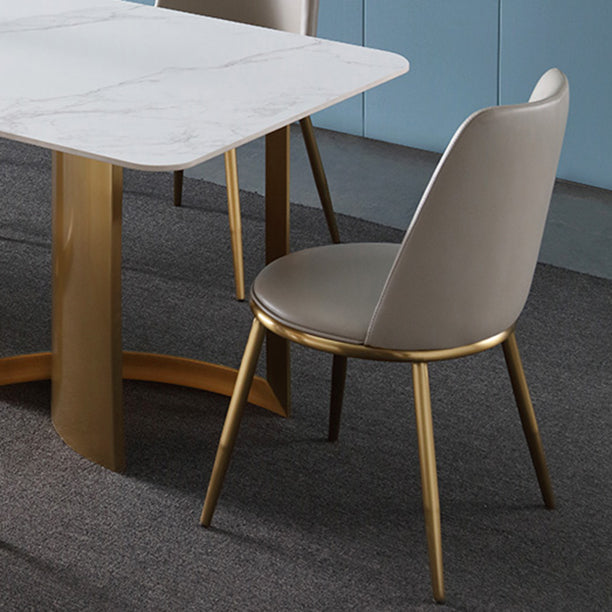 Glam White and Gold Dinette Set 1/4/5/7 Pieces Double Pedestal Dining Table Set