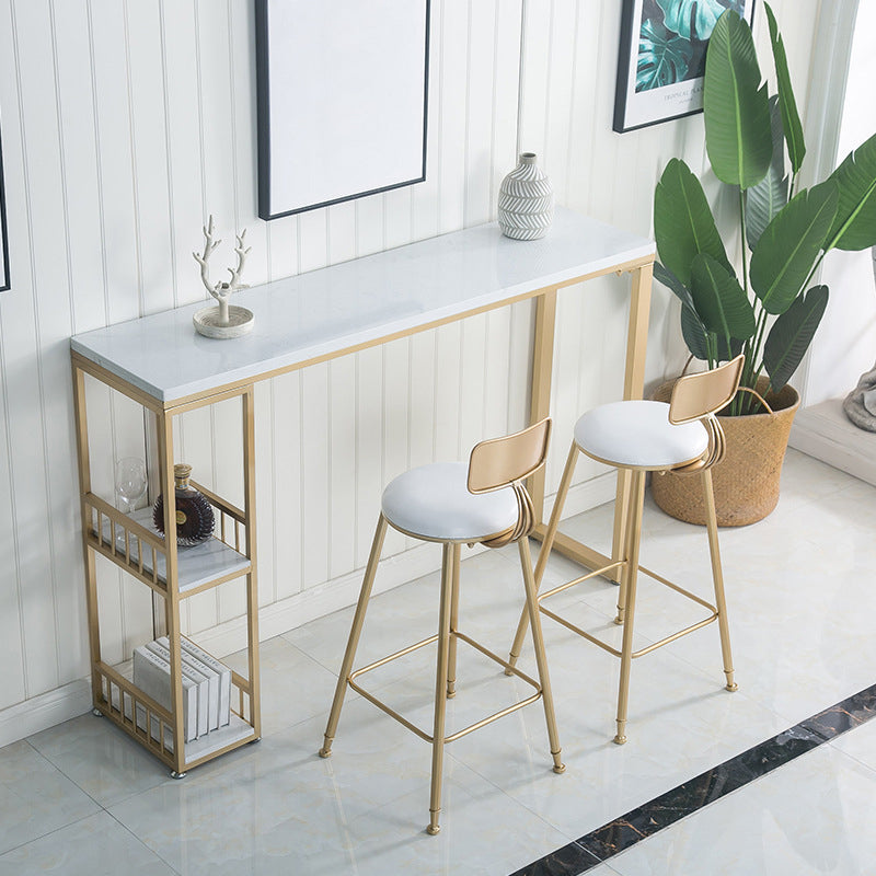 Glam1/2/3 Pieces Bar Table Set Rectangle Marble Counter Table with High Stools